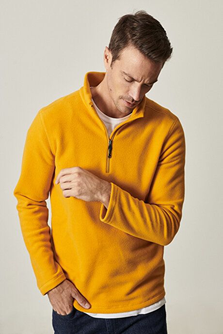 Anti-Pilling Non-Pilling Standard Fit Bato Collar Cold Proof Sweatshirt Yellow Fleece 4A5221100016SAR