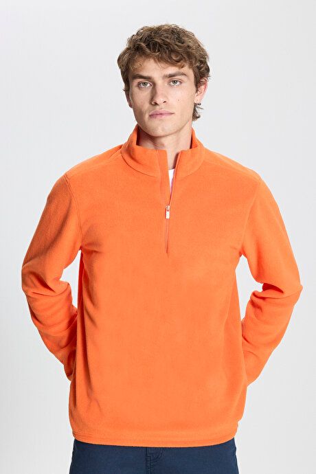 Anti-Pilling Non-Pilling Standard Fit Bato Collar Cold Proof Sweatshirt Orange Fleece 4A5221100016TRN