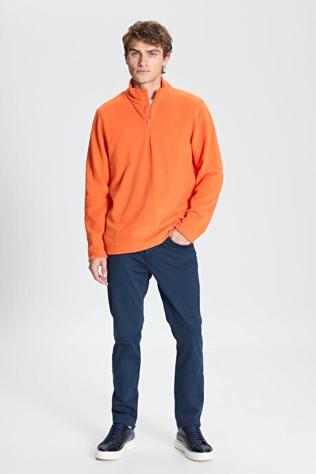 Anti-Pilling Non-Pilling Standard Fit Bato Collar Cold Proof Sweatshirt Orange Fleece 4A5221100016TRN