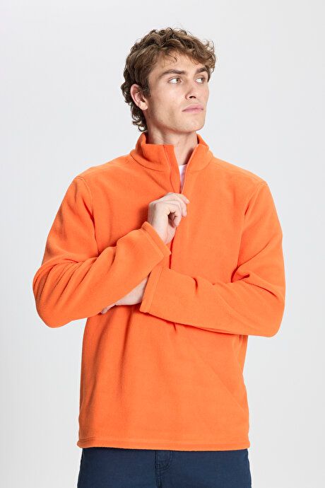 Anti-Pilling Non-Pilling Standard Fit Bato Collar Cold Proof Sweatshirt Orange Fleece 4A5221100016TRN