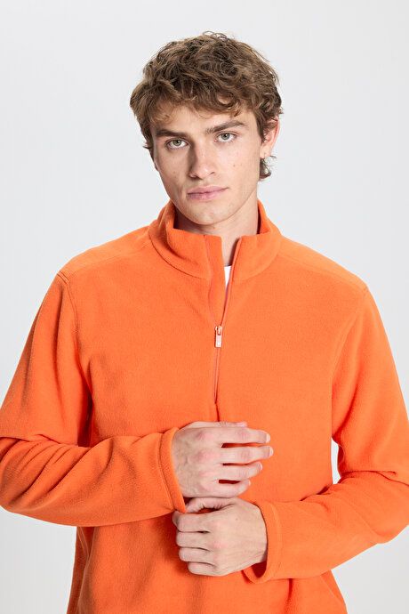 Anti-Pilling Non-Pilling Standard Fit Bato Collar Cold Proof Sweatshirt Orange Fleece 4A5221100016TRN