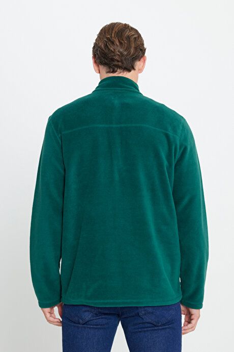 Anti-Pilling Non-Pilling Standard Fit Bato Collar Cold Proof Sweatshirt Green Fleece 4A5221100016YSL