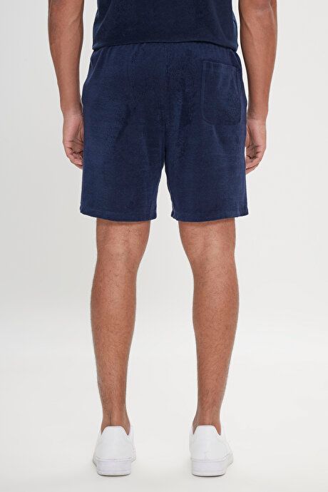 Slim Fit Casual Casual Sports Knitted Navy Blue Shorts 4A9522200006LAC