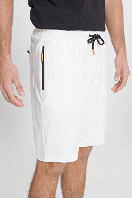 Standard Fit Regular Fit Cotton Ecru Shorts with Pockets 4A9523200001EKR