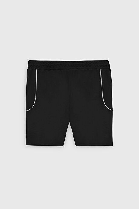 Standard Fit Regular Fit Relaxed Knitted Black Shorts 4A9523200201SYH