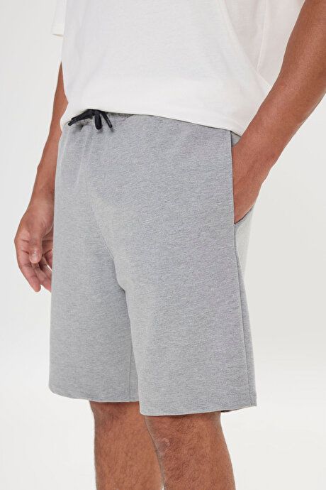 Standard Fit Regular Fit Cotton Stretch Knit Gray Melange Shorts 4A9523200204GMJ