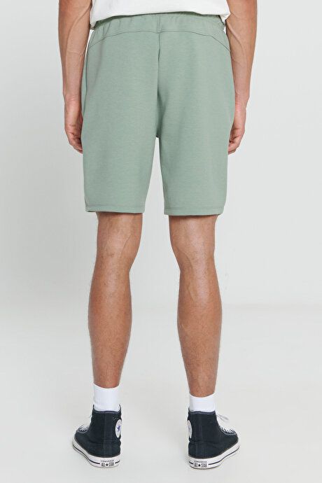 Standard Fit Regular Cut Comfortable Stone Green Shorts with Pockets 4A9523200205TAY