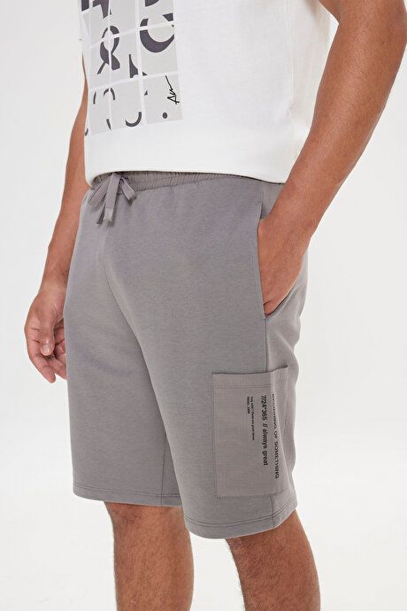 Standard Fit Regular Fit Cotton Pocket Gray Shorts 4A9523200207GRI