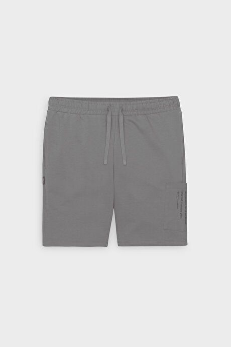 Standard Fit Regular Fit Cotton Pocket Gray Shorts 4A9523200207GRI