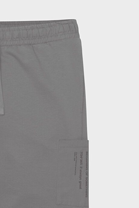 Standard Fit Regular Fit Cotton Pocket Gray Shorts 4A9523200207GRI