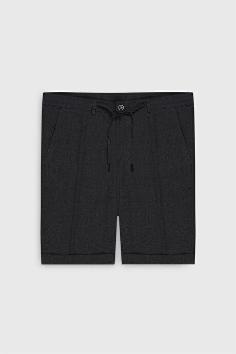 Slim Fit Slim Fit Waist Ties Seersucker Side Pocket Anthracite Shorts 4CO0224200008ATR