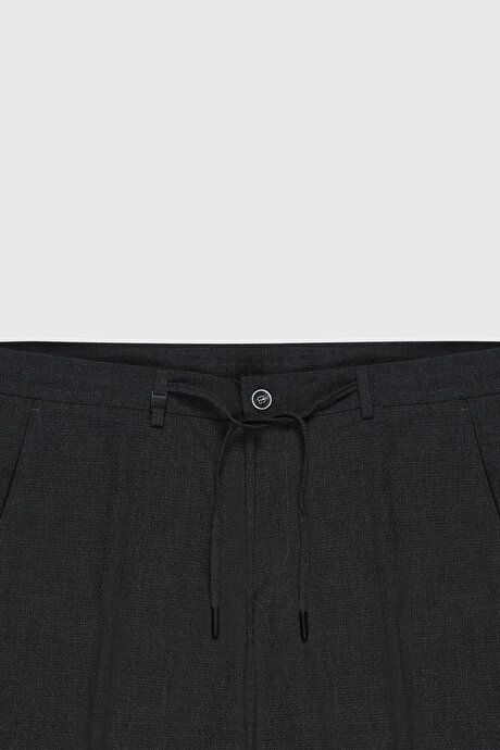 Slim Fit Slim Fit Waist Ties Seersucker Side Pocket Anthracite Shorts 4CO0224200008ATR