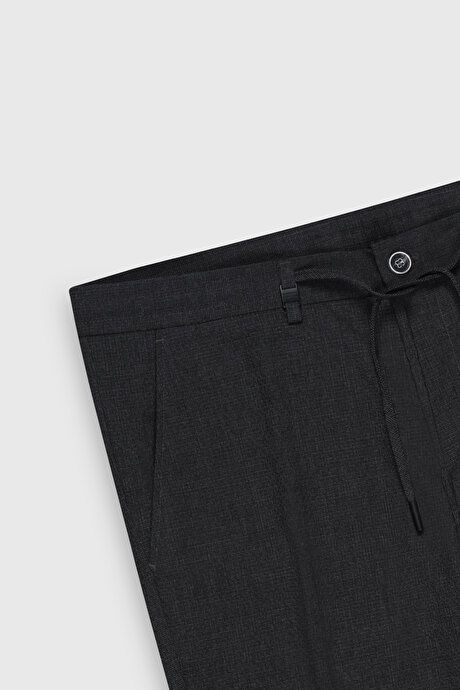 Slim Fit Slim Fit Waist Ties Seersucker Side Pocket Anthracite Shorts 4CO0224200008ATR