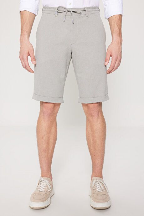 Slim Fit Slim Fit Waist Ties Seersucker Side Pocket Gray Shorts 4CO0224200008GRI