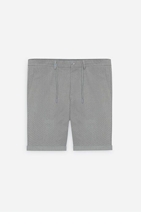 Slim Fit Slim Fit Waist Ties Seersucker Side Pocket Gray Shorts 4CO0224200008GRI