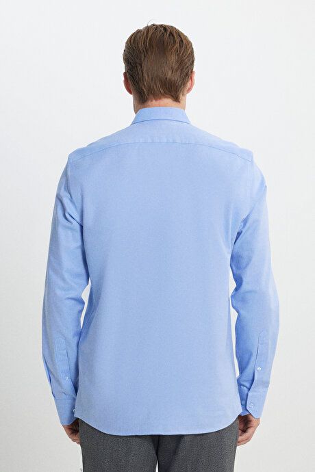 Slim Fit Slim Fit 100% Cotton Button-down Collar Oxford Light Blue Shirt 4C2000000054amv