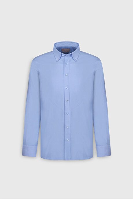 Slim Fit Slim Fit 100% Cotton Button-down Collar Oxford Light Blue Shirt 4C2000000054amv