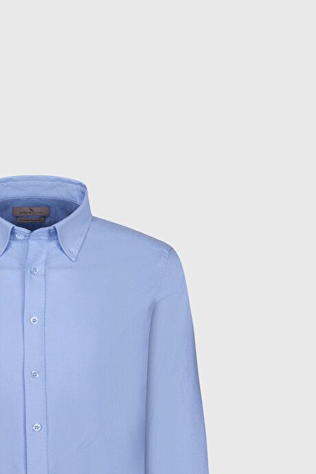 Slim Fit Slim Fit 100% Cotton Button-down Collar Oxford Light Blue Shirt 4C2000000054amv