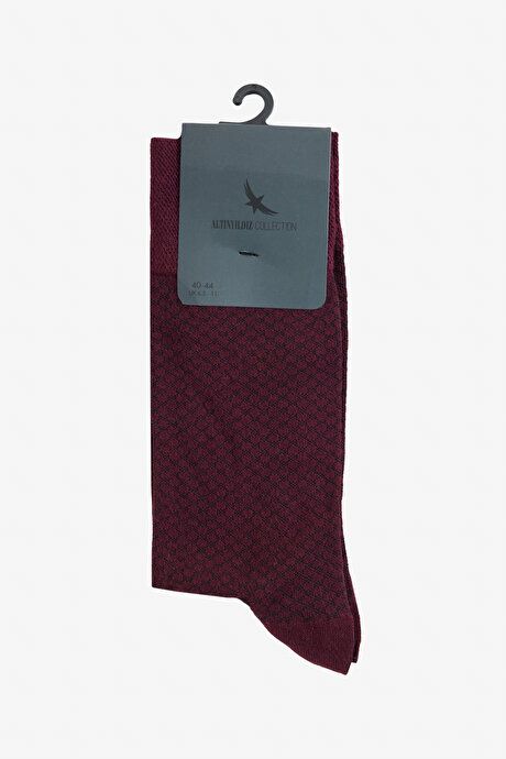 Patterned Single Burgundy Socks 4C2524200021BRD