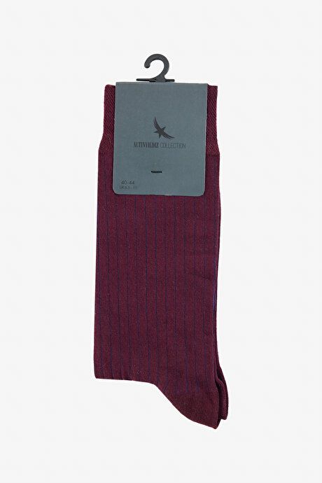 Patterned Single Burgundy-Navy Socks 4C2524200023BRL