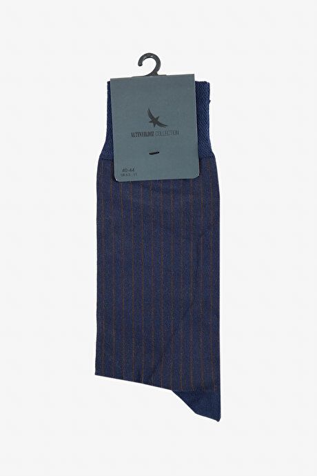 Patterned Single Navy-Brown Socks 4C2524200023LCK