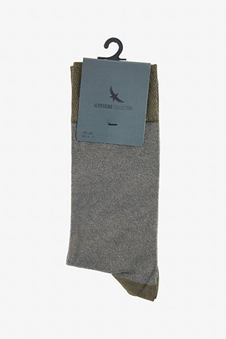 Patterned Single Khaki-Gray Socks 4C2524200024HKG