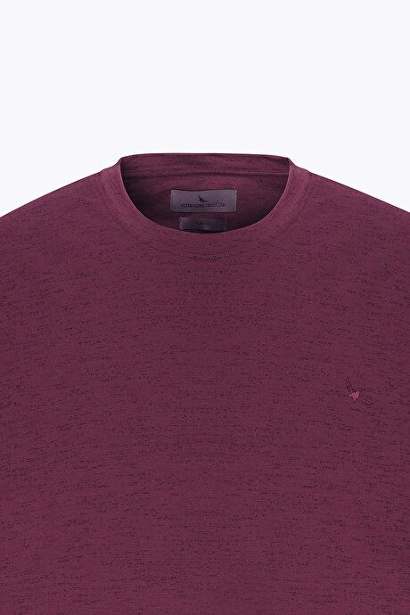 Slim Fit Slim Fit Crew Neck Cotton Short Sleeve Burgundy T-Shirt 4C4800000003BRD