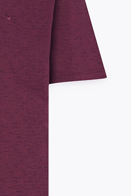 Slim Fit Slim Fit Crew Neck Cotton Short Sleeve Burgundy T-Shirt 4C4800000003BRD