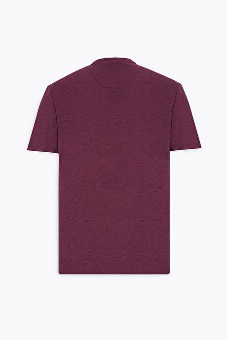 Slim Fit Slim Fit Crew Neck Cotton Short Sleeve Burgundy T-Shirt 4C4800000003BRD