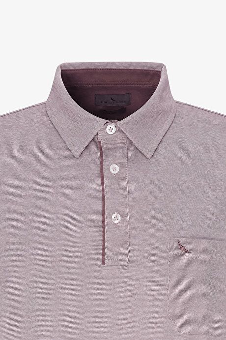 Comfort Fit Relaxed Fit Polo Collar Cotton Short Sleeve Burgundy T-Shirt 4C4800000004BRD