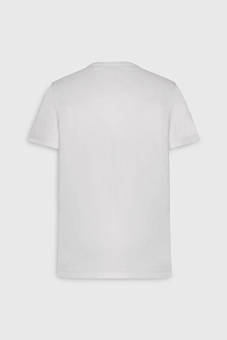 Slim Fit Slim Fit Crew Neck Cotton White T-Shirt 4C4800000005BYZ