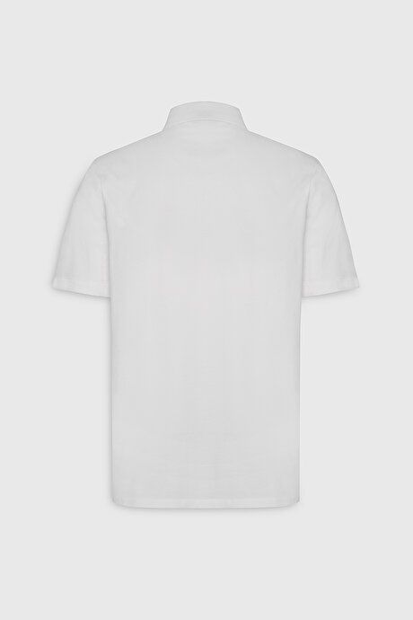 100% Cotton Polo Collar Slim Fit Slim Fit White T-Shirt 4C4800000006BYZ