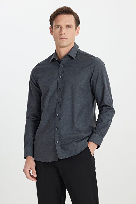 Slim Fit Slim Fit Classic Collar Flannel Anthracite Shirt ACE202510361ATR