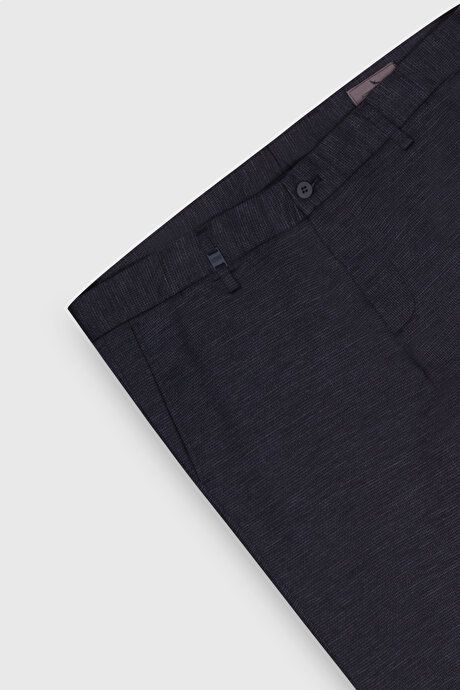 Wool Slim Fit Slim Fit Patterned Side Pocket Navy Blue Trousers COE012510056LAC