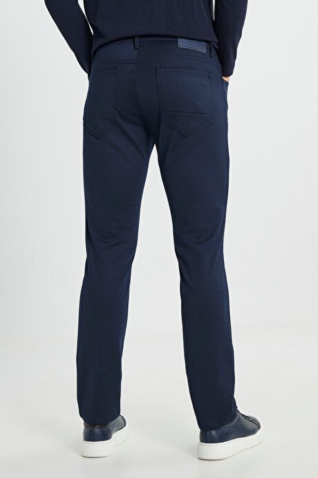 Slim Fit Slim Fit 5 Pocket Stretchy Casual Navy Blue Trousers COE012510167LAC