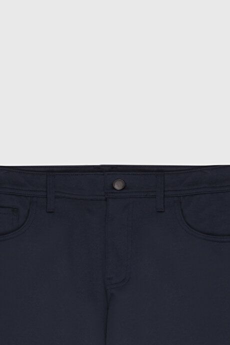 Slim Fit Slim Fit 5 Pocket Stretchy Casual Navy Blue Trousers COE012510167LAC