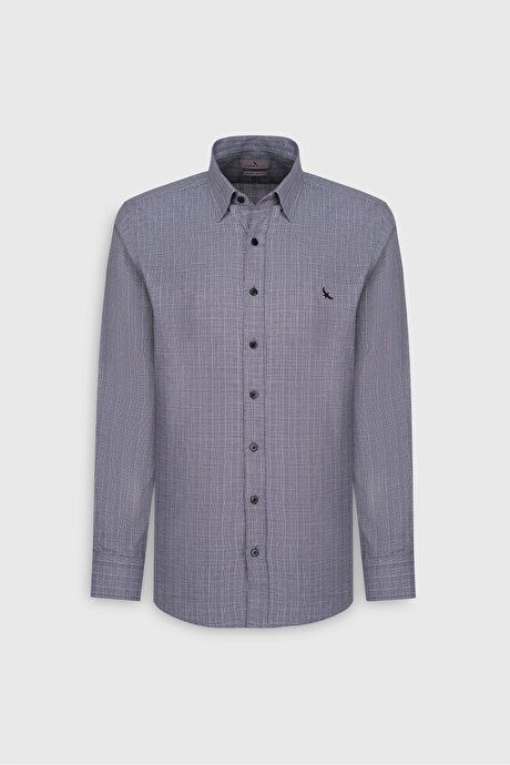 100% Cotton Oxford Slim Fit Slim Fit Slim Fit Hidden Button Down Collar Checked Gray-White Shirt COE20251010213GBY