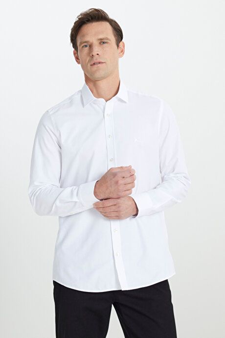 100% Cotton Slim Fit Slim Fit Slim Fit Classic Collar Dobby White Shirt COE20252510317BYZ