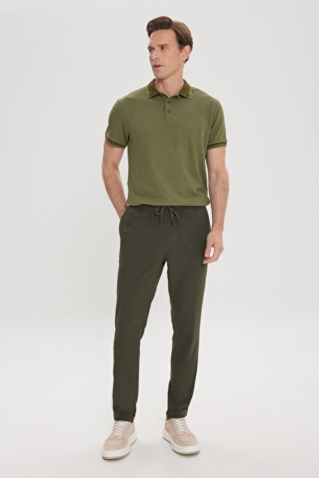 Slim Fit Relaxed Fit Waistband Side Pocket Stretchy Jogger Khaki Pants ET0100000010HAK