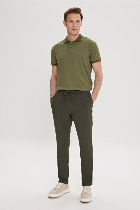 Slim Fit Relaxed Fit Waistband Side Pocket Stretchy Jogger Khaki Pants ET0100000010HAK