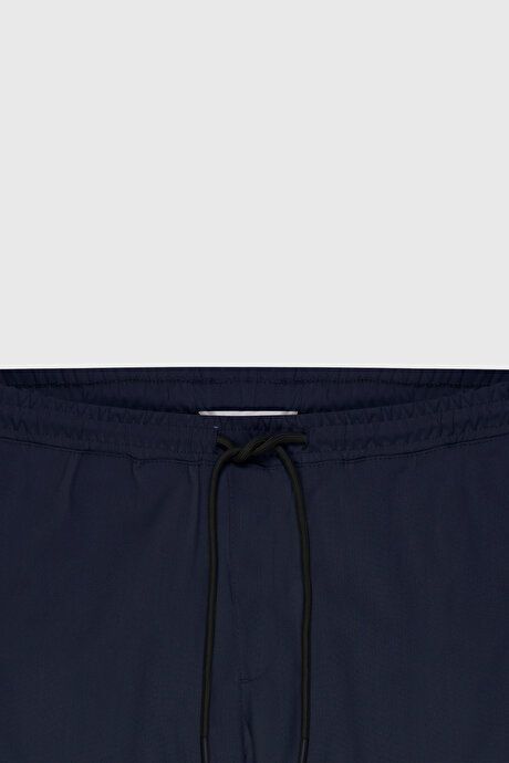 Slim Fit Relaxed Fit Waist Tie Waistband Side Pocket Stretch Jogger Navy Blue Pants ET0100000010LAC