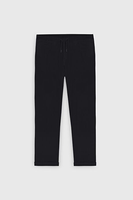 Slim Fit Relaxed Fit Waistband Side Pocket Stretchy Jogger Black Pants ET0100000010SYH