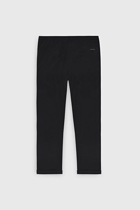 Slim Fit Relaxed Fit Waistband Side Pocket Stretchy Jogger Black Pants ET0100000010SYH