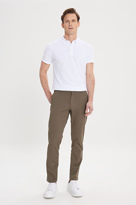 Slim Fit Slim Fit Side Pocket Cotton Stretchy Khaki Chino Pants ET0120000001HAK