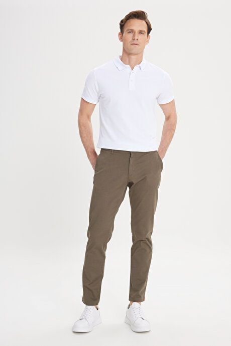 Slim Fit Slim Fit Side Pocket Cotton Stretchy Khaki Chino Pants ET0120000001HAK