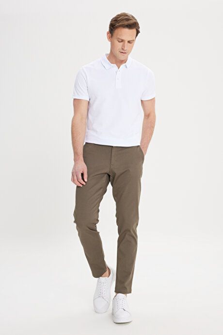 Slim Fit Slim Fit Side Pocket Cotton Stretchy Khaki Chino Pants ET0120000001HAK