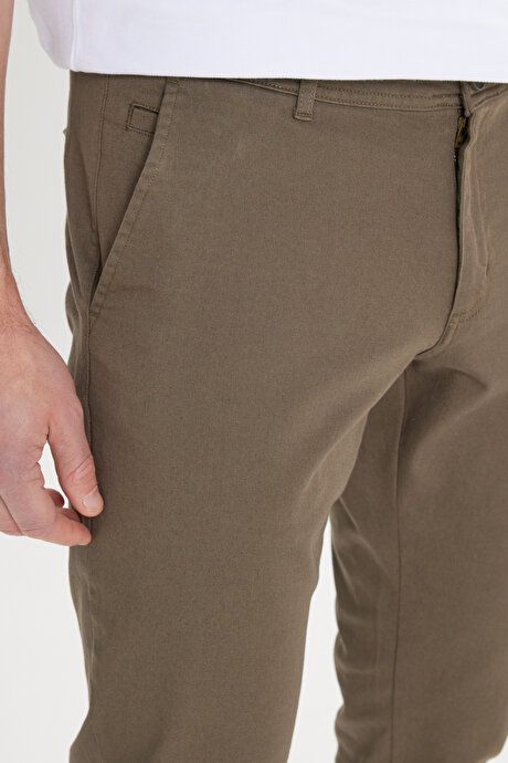 Slim Fit Slim Fit Side Pocket Cotton Stretchy Khaki Chino Pants ET0120000001HAK