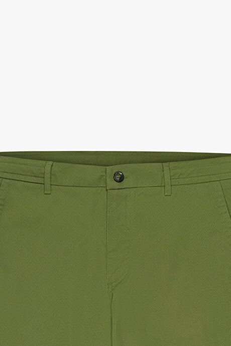 Oversized Loose Fit Cotton Stretch Dobby Side Pocket Khaki Pants with Waist Ties ET0124200026HAK