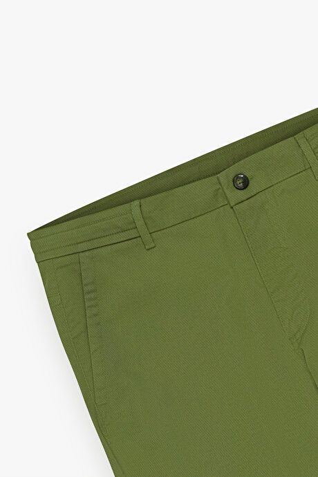 Oversized Loose Fit Cotton Stretch Dobby Side Pocket Khaki Pants with Waist Ties ET0124200026HAK