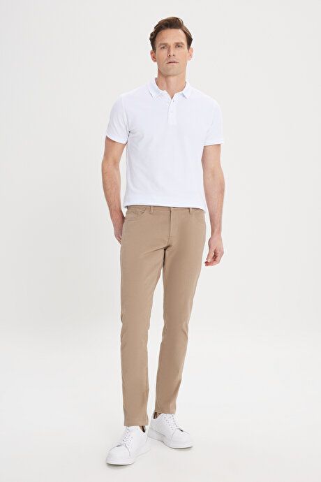 Slim Fit Slim Fit 5 Pockets Cotton Stretch Camel Chino Pants ET0130000001CML